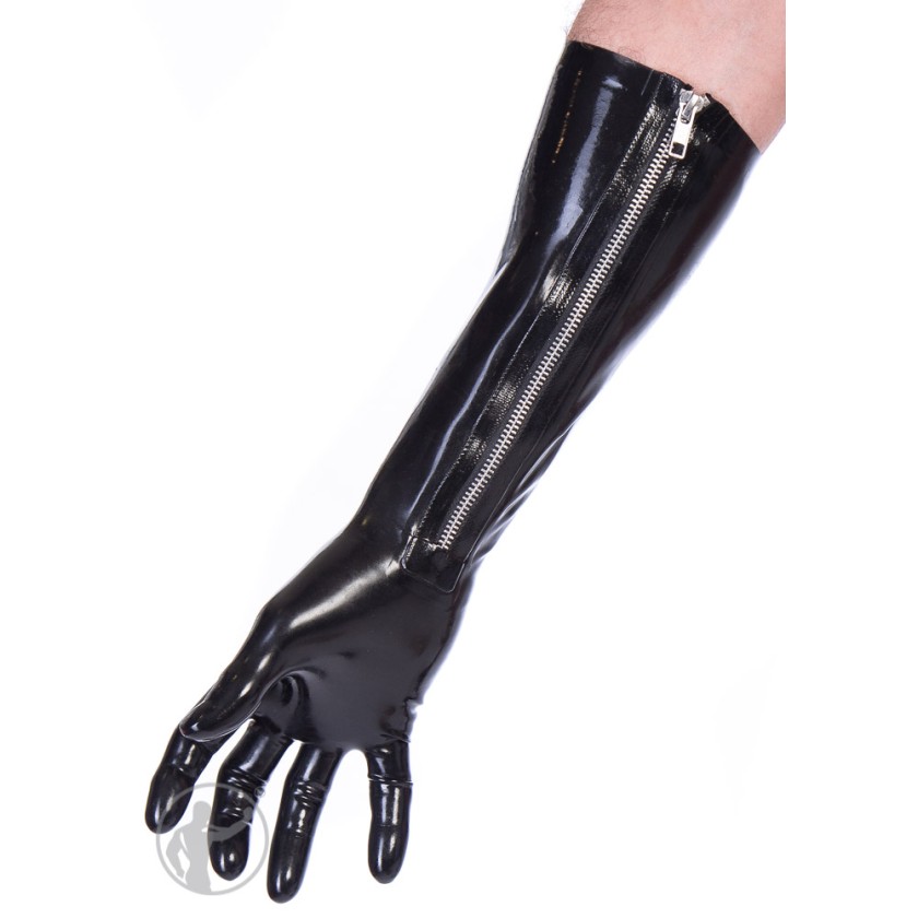 Rubber Elbow Length Gloves With Zip