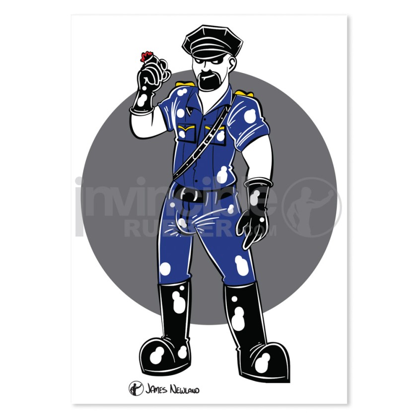 James Newland Greeting Card with Rubber Cop illustration