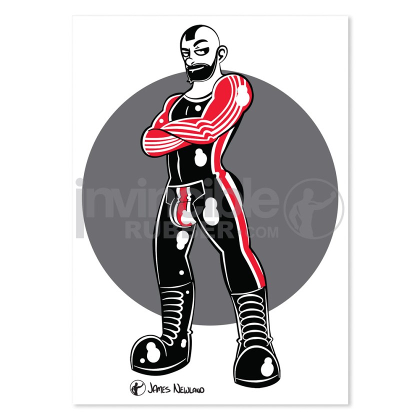 James Newland Greeting Card with Rubber Racer Suit illustration