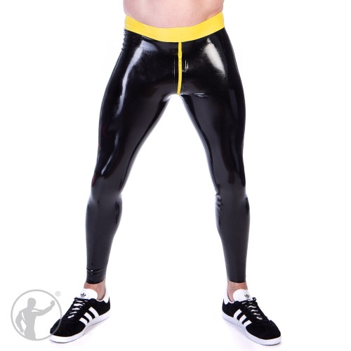 Rubber Sports Leggings With Thru Zip