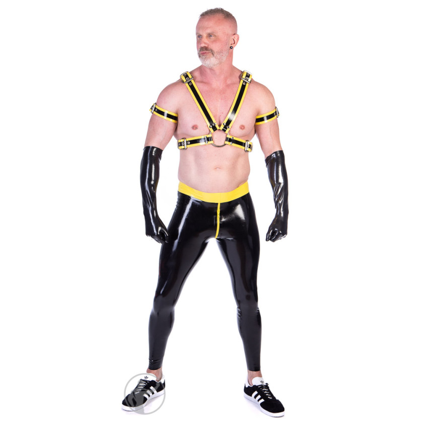Rubber Sports Leggings With Thru Zip