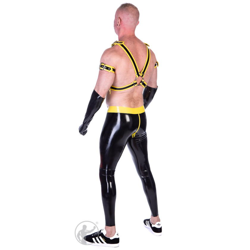 Rubber Sports Leggings With Thru Zip