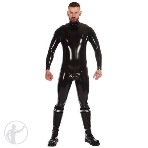 Rubber Zip Shoulder Catsuit with Cod Piece