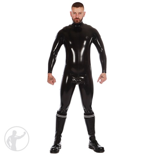 Latex Zip Shoulder Catsuit with Cod Piece