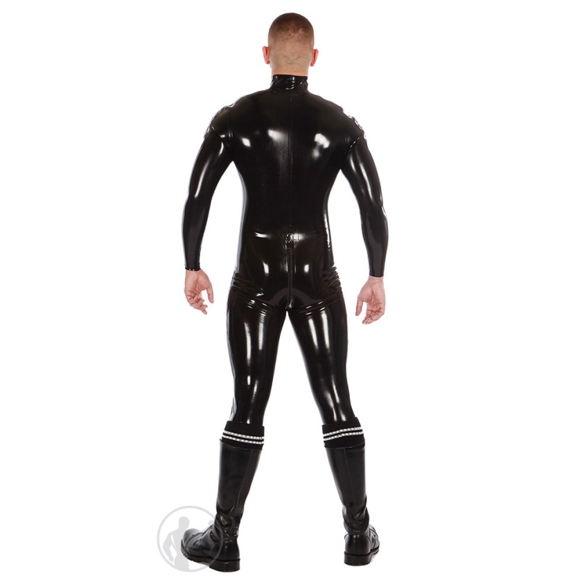 Rubber Zip Shoulder Catsuit with Cod Piece and Rear Zip