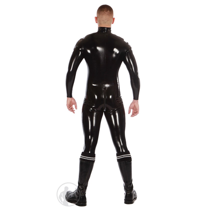 Rubber Zip Shoulder Catsuit with Cod Piece
