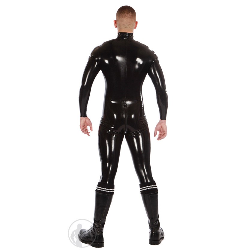 Latex Zip Shoulder Catsuit with Cod Piece