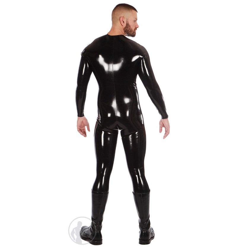 Rubber Neck Entry Catsuit Crotch Zip