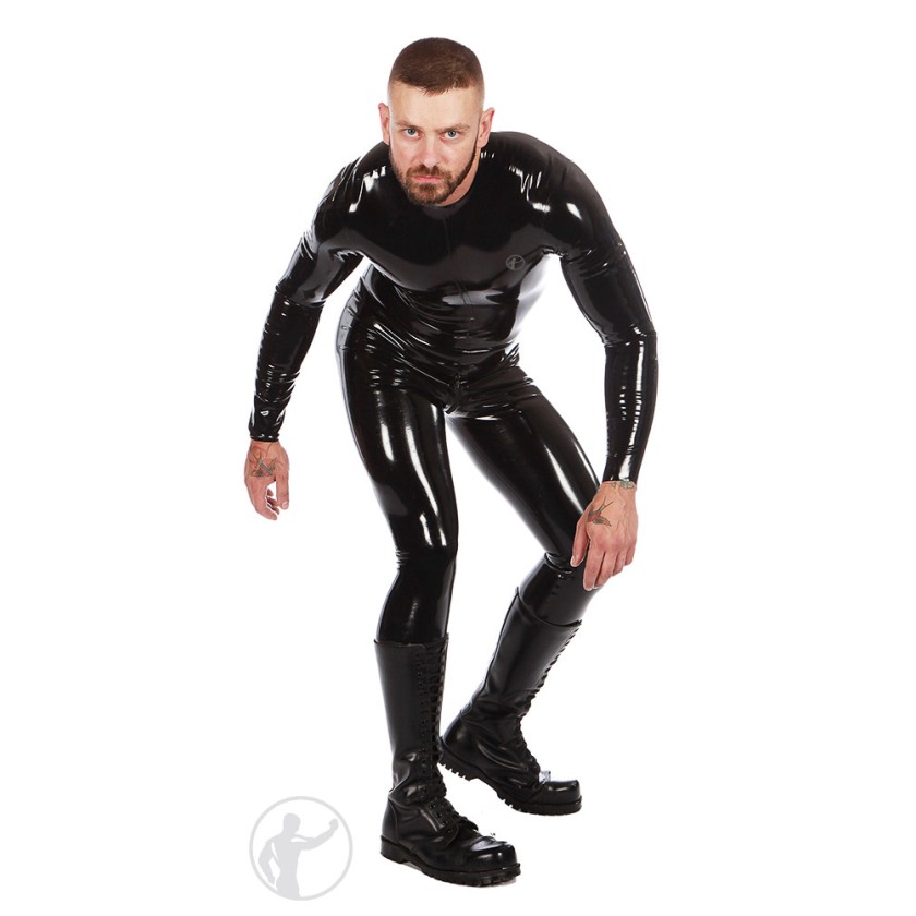 Rubber Neck Entry Catsuit Crotch Zip
