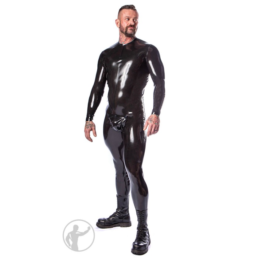 Rubber Neck Entry Catsuit With Cod Piece