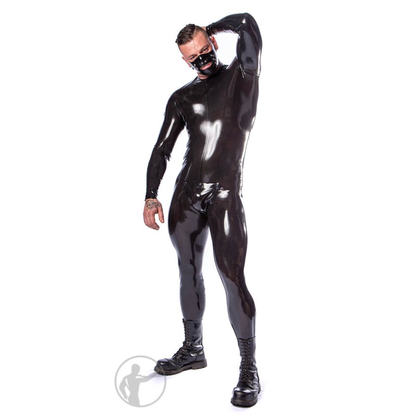 Rubber Neck Entry Catsuit With Cod Piece