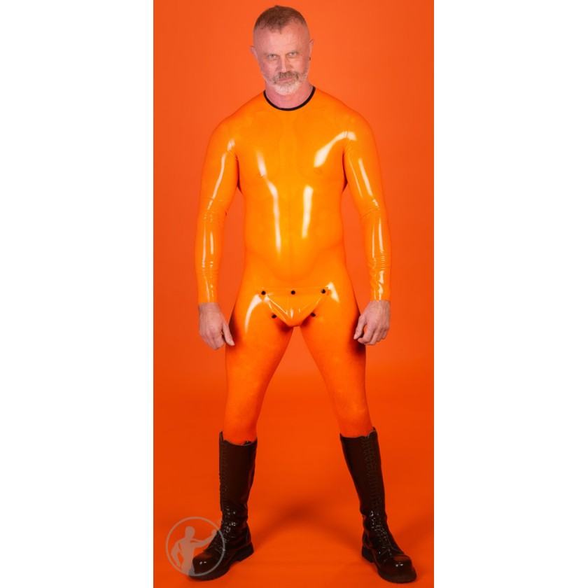 Rubber Neck Entry Catsuit With Cod Piece