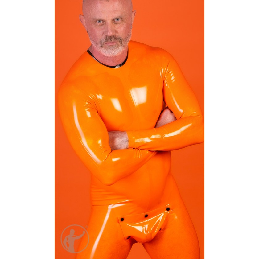 Rubber Neck Entry Catsuit With Cod Piece