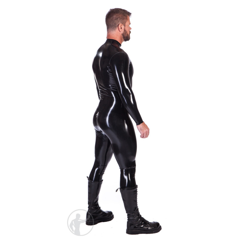 Rubber Cod Piece Catsuit With Zip Up Front