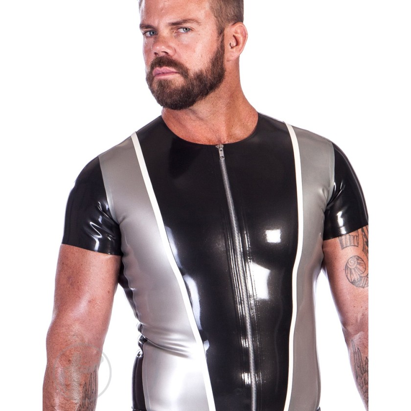 Men's Designer Rubber Xcelerator T-Shirt with Front Zip