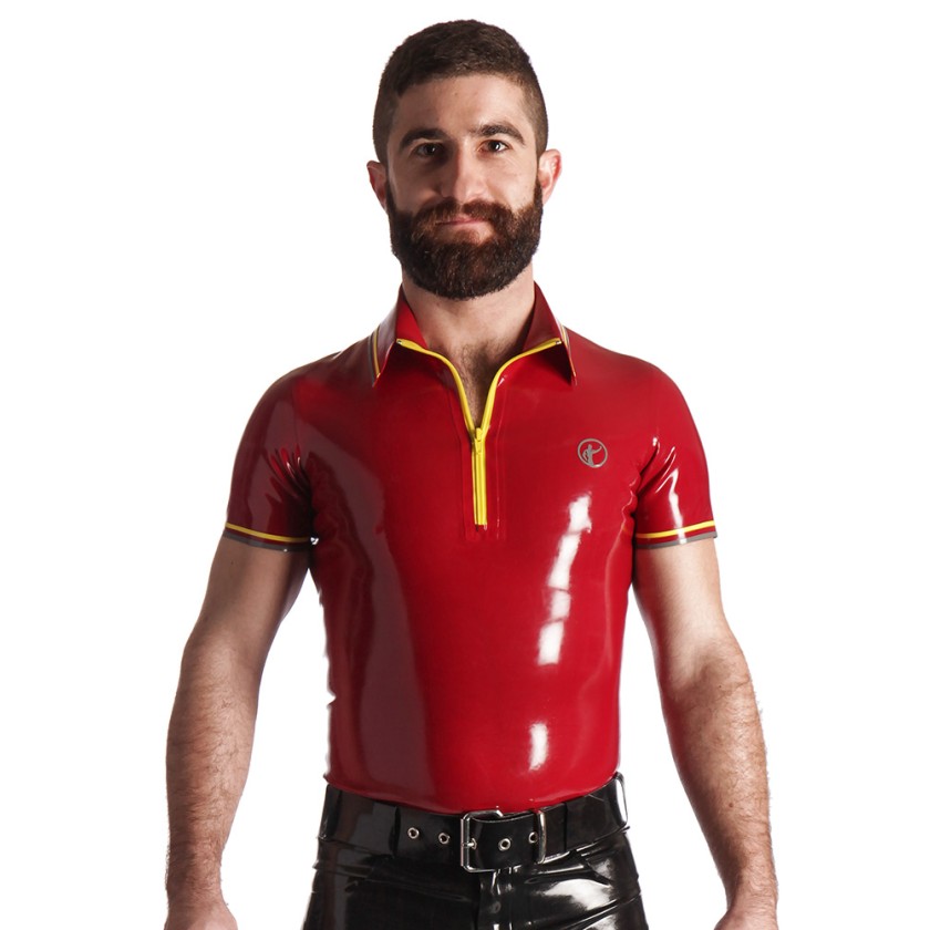 Rubber Zip Front Polo Shirt