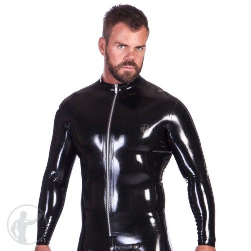 Rubber Zip Up Top With Collar