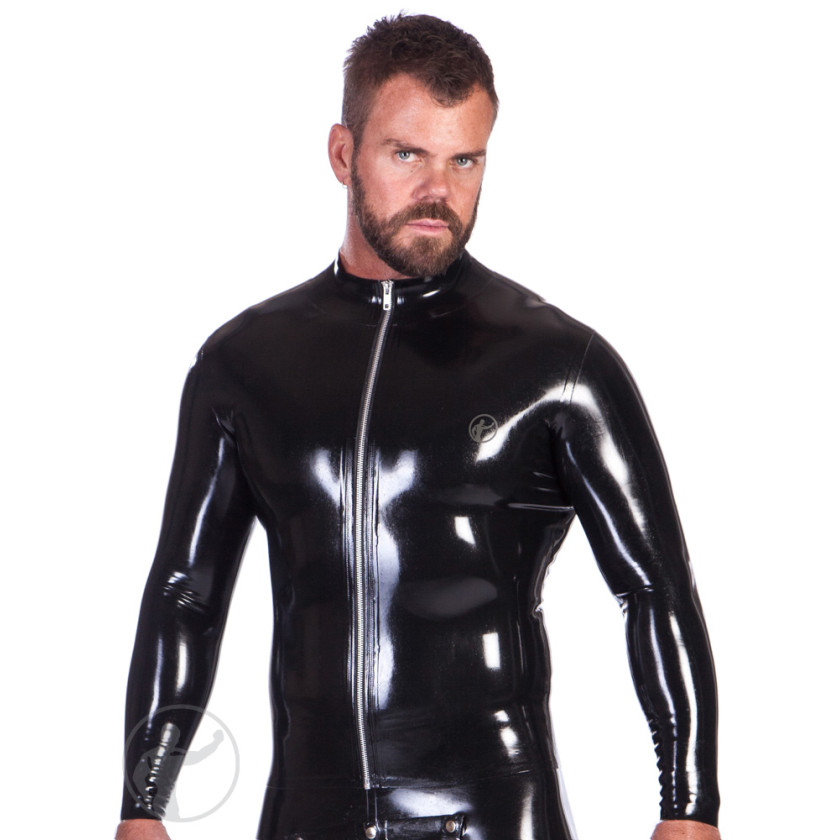 Rubber Zip Up Top With Collar