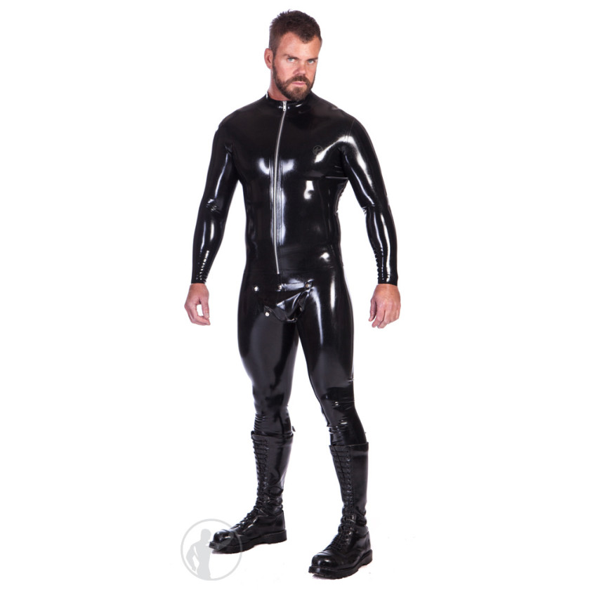 Rubber Zip Up Top With Collar