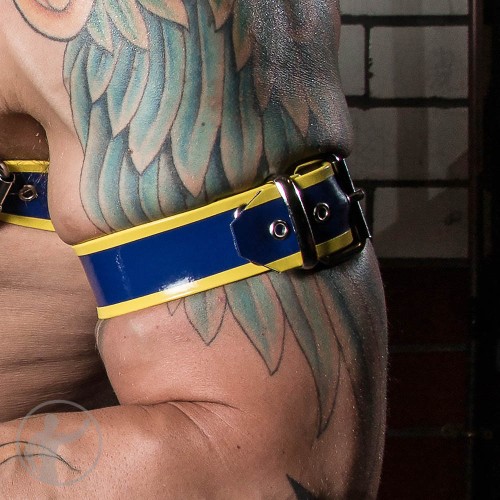 Rubber Buckle Up Arm Bands With Trim 29.5cm Bicep