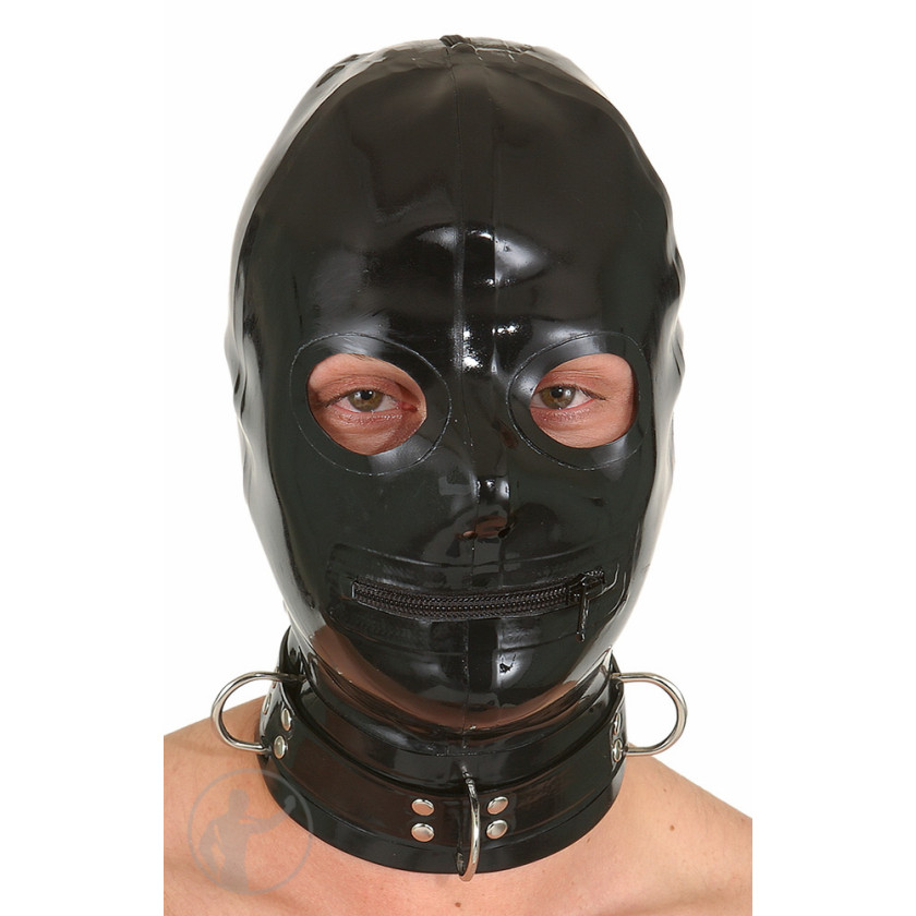 Rubber Hood Open Eyes Zip Mouth