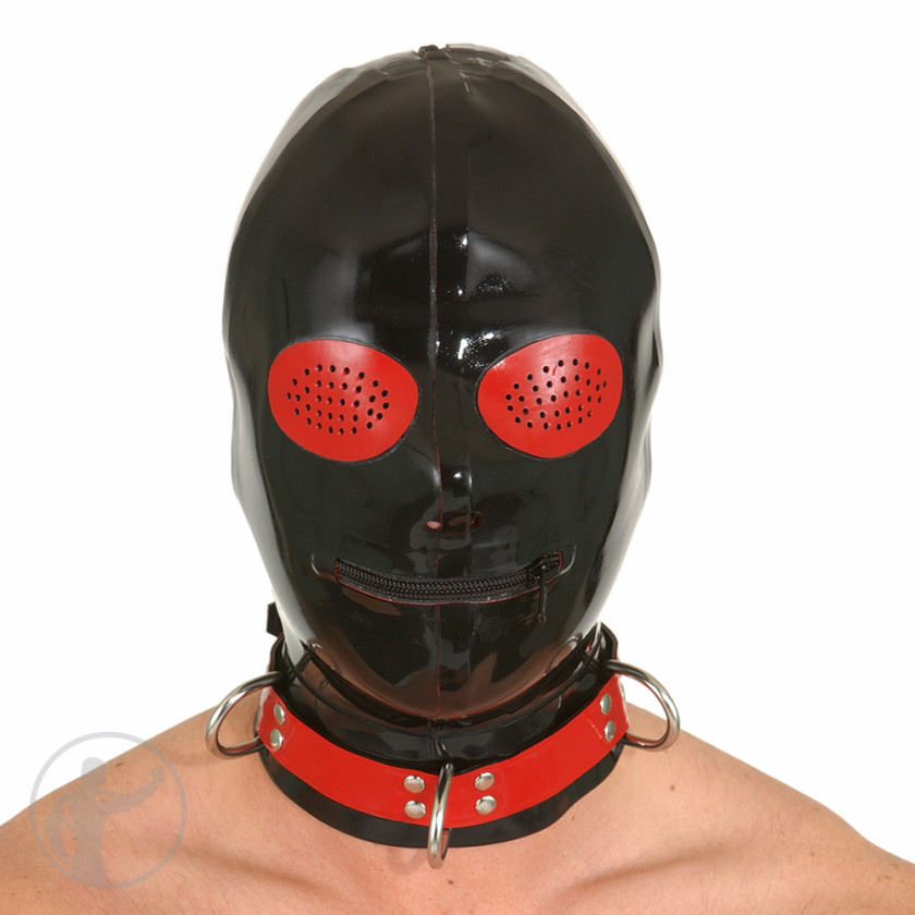 Rubber Hood Contrast Pinhole Eyes Zip Mouth