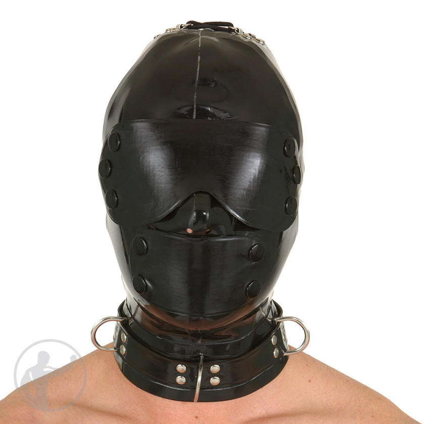 Rubber Hood Blindfold & Mouth Cover