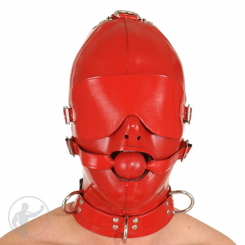 Rubber Hood Buckle Blindfold & Ball Gag