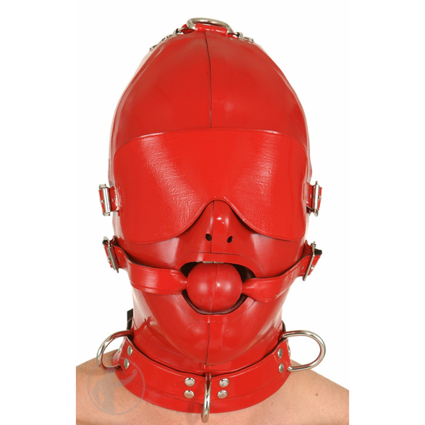 Rubber Hood Buckle Blindfold & Ball Gag