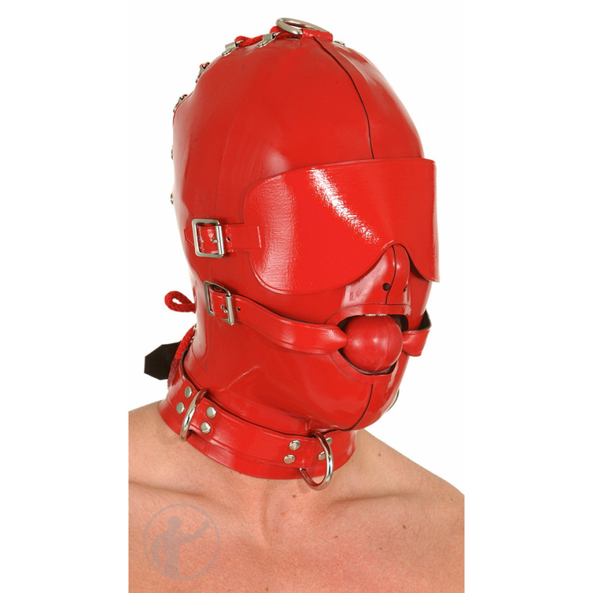 Rubber Hood Buckle Blindfold & Ball Gag