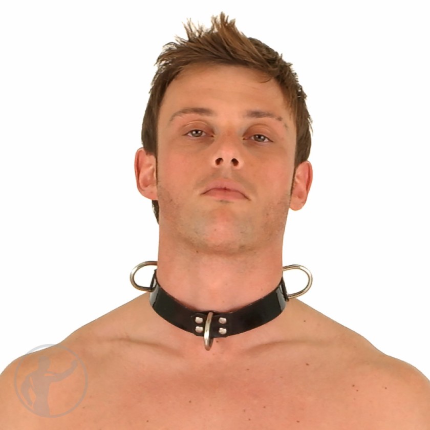 Rubber Premium 2.5cm 1" Slave Collar 3 D-rings