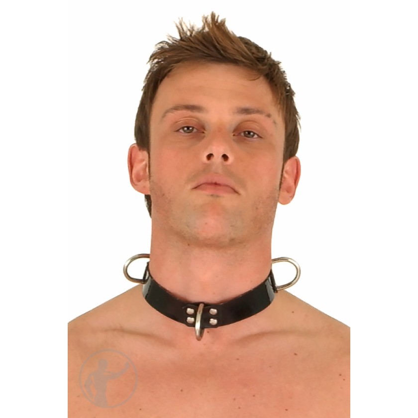 Rubber Premium 2.5cm 1" Slave Collar 3 D-rings
