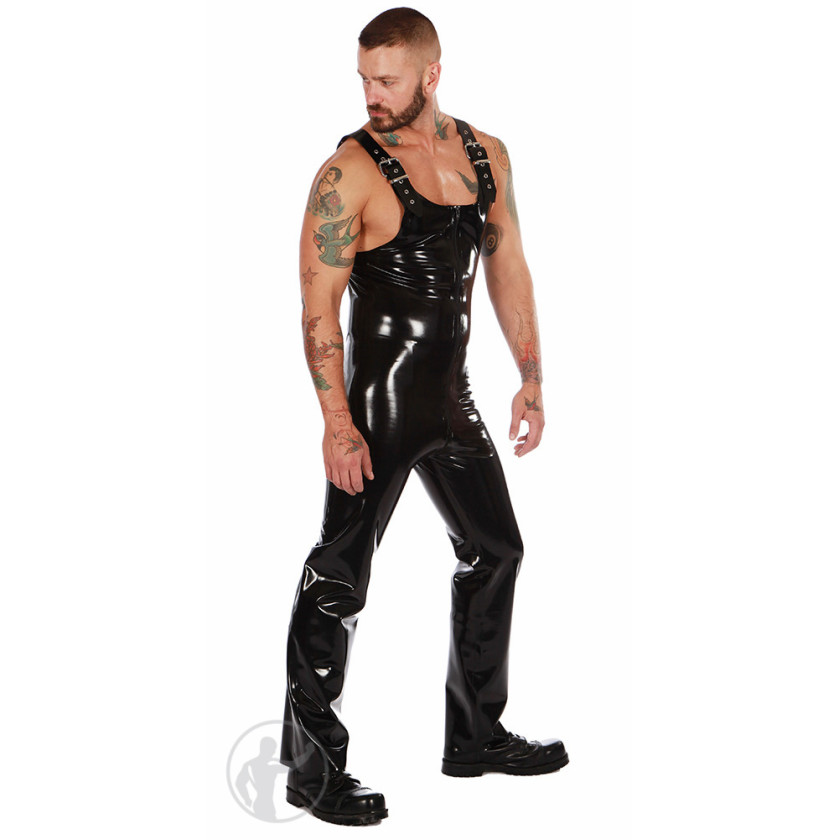 Rubber Dungarees With Thru Zip