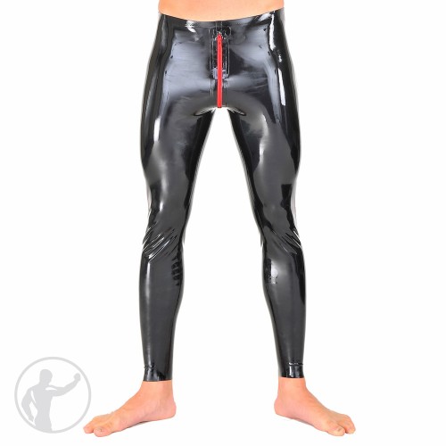 Rubber Leggings Contrasting Crotch Zip