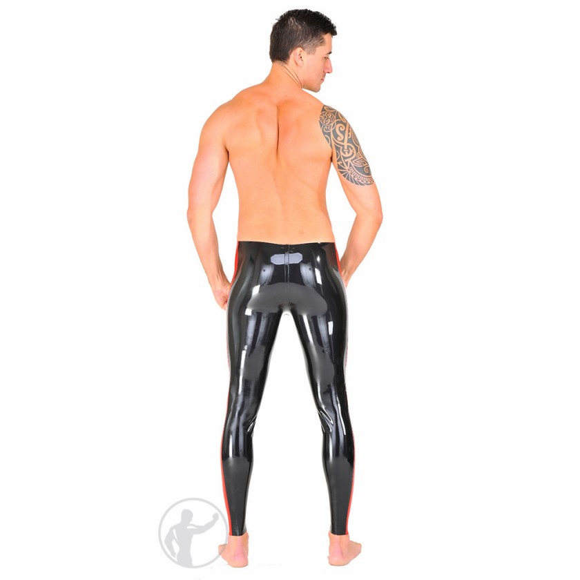 Rubber Leggings Contrasting Crotch Zip