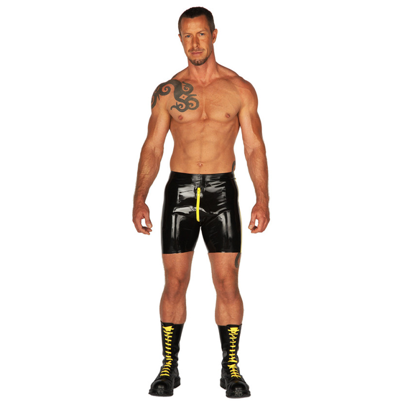 Rubber Cycle Shorts Contrasting Thru Zip
