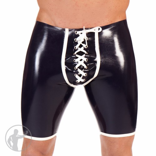 Rubber League Shorts With Lace Up Front