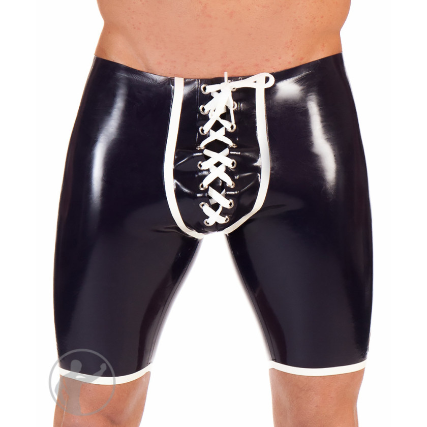 Rubber League Shorts With Lace Up Front