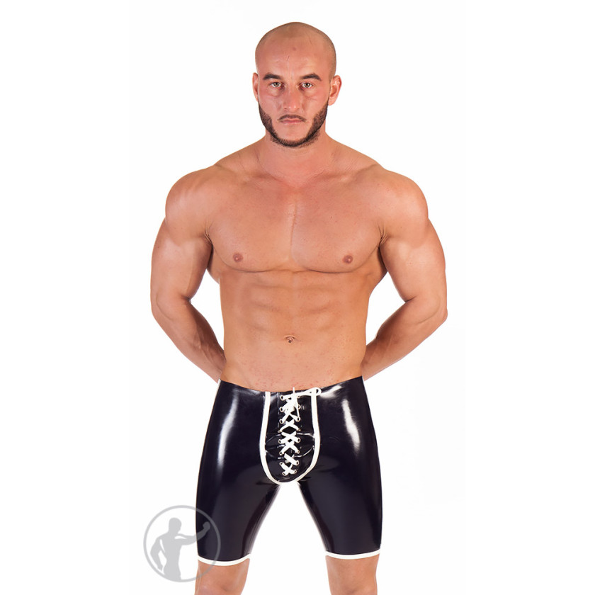 Rubber League Shorts With Lace Up Front