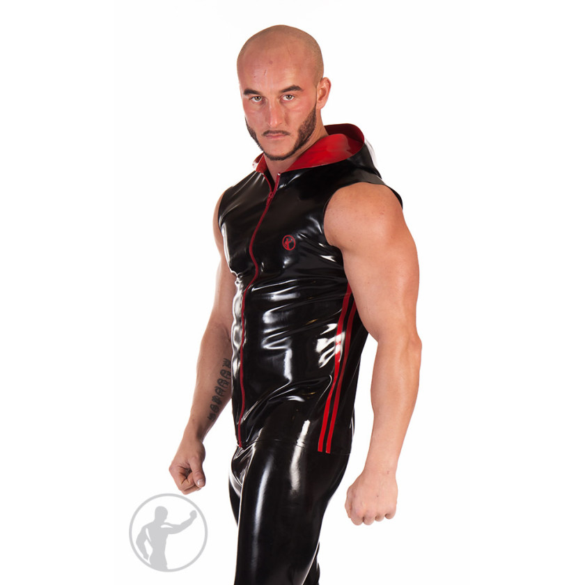 Rubber Sleeveless Hooded Top