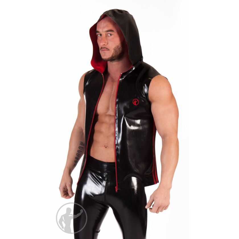 Rubber Sleeveless Hooded Top