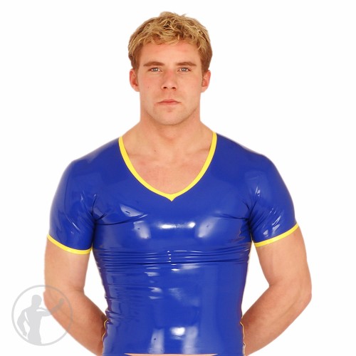 Rubber V-Neck T-Shirt With Trim