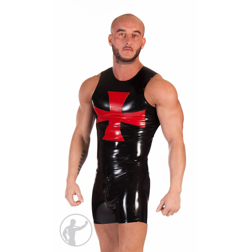 Rubber Muscle Sleeveless Muscle Cut Style Top With Cross