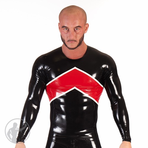 Rubber Long Sleeve T-Shirt With Trimmed Panel