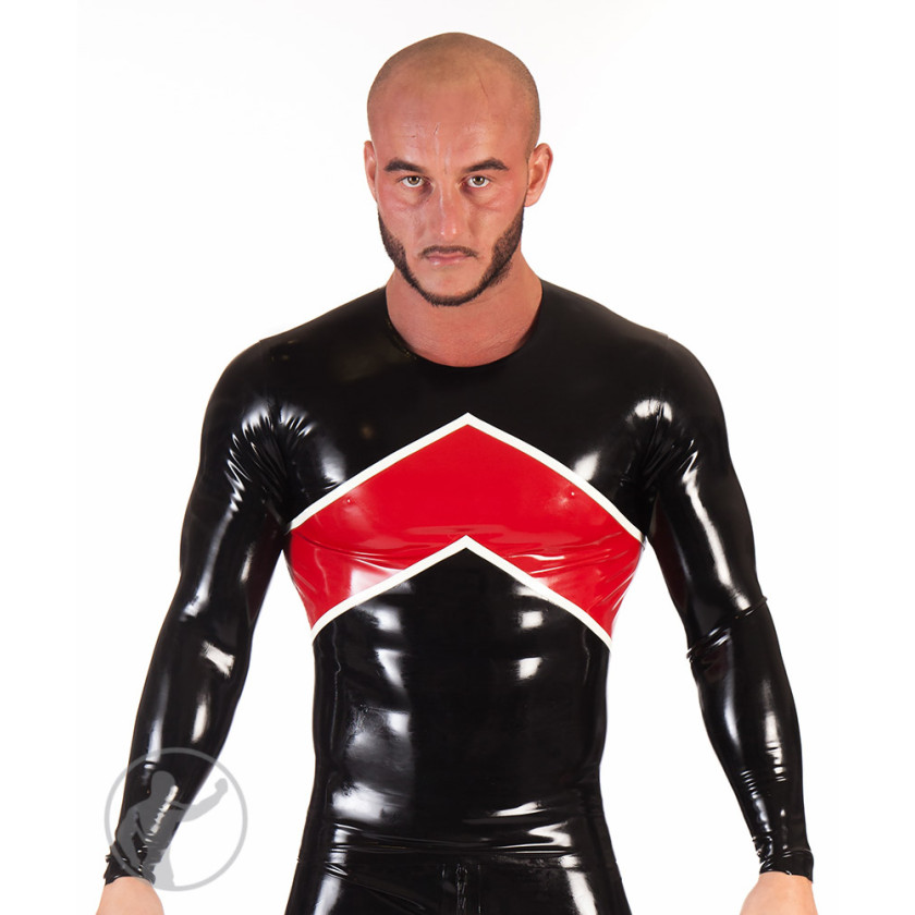 Rubber Long Sleeve T-Shirt With Trimmed Panel