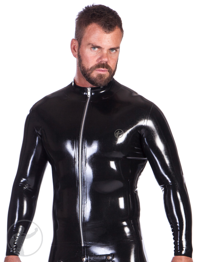 Rubber Zip Up Top With Collar