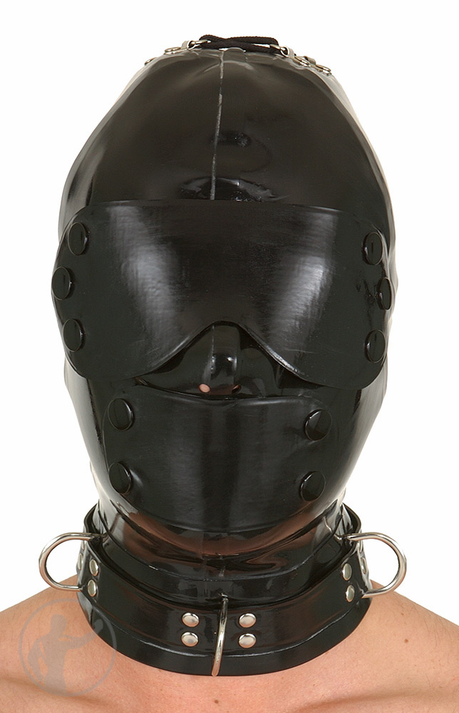 Rubber Hood Blindfold & Mouth Cover